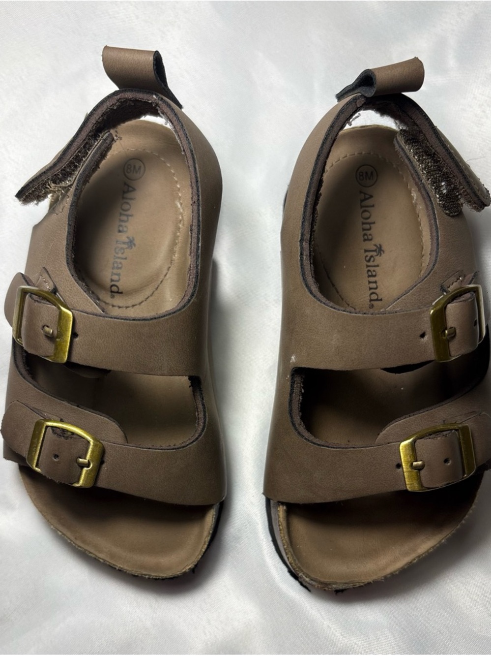 Aloha Island Toddler Sandals Size 8 Brown Double Buckle Comfort